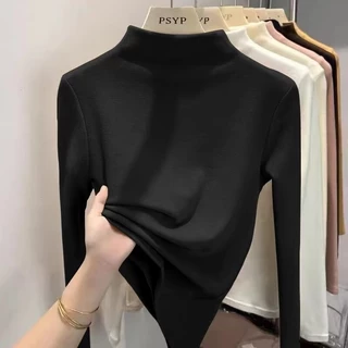 MANSTR ผู้หญิงฤดูหนาวพื้นฐานสลิมฟิตแขนยาวเสื้อตัวในที่อบอุ่นหนาคอปกสูงเสื้อความร้อน
