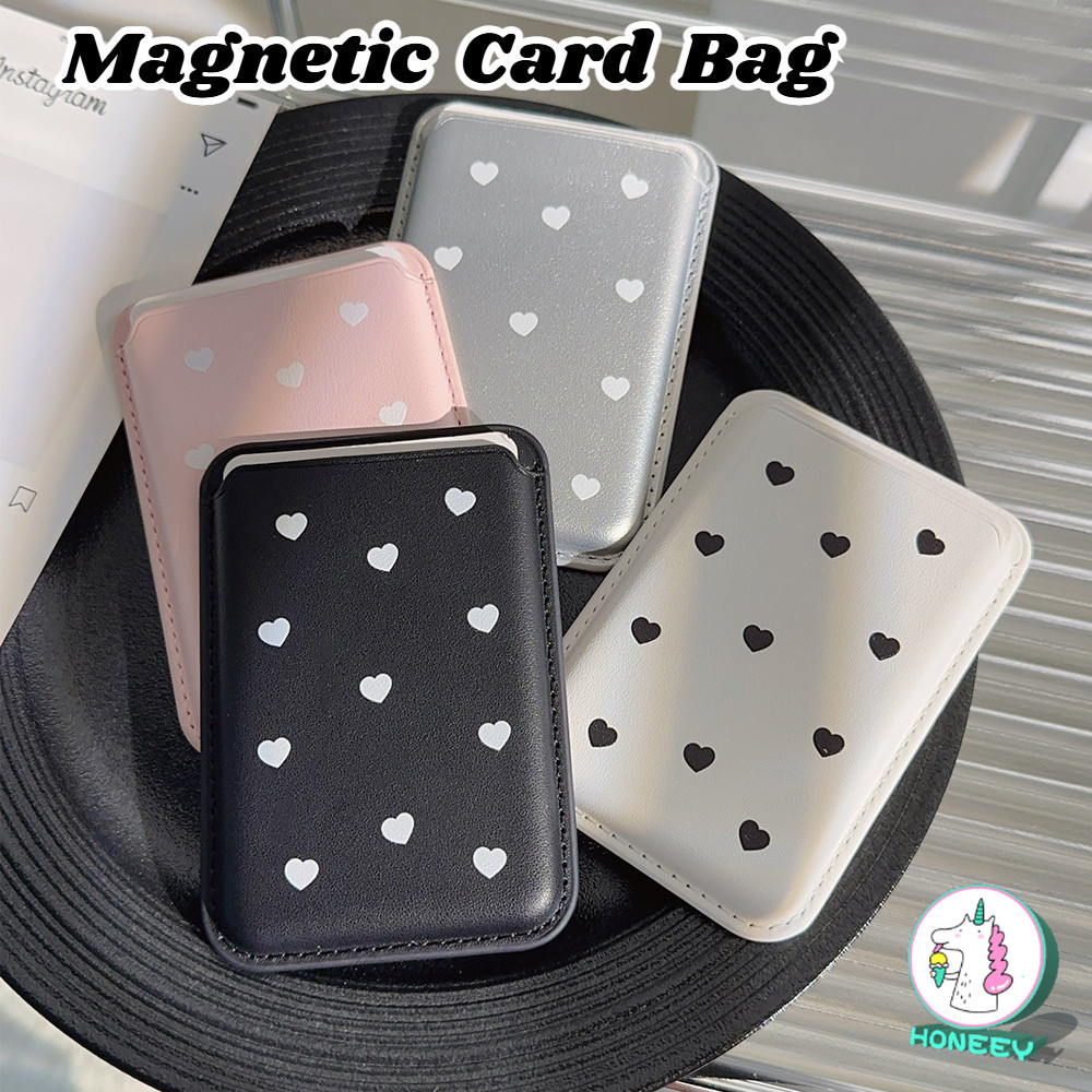 อิน เกาหลี รัก หัวใจ กระเป๋าสตางค์ผู้ถือบัตรอุปกรณ์เสริมโทรศัพท์กระเป๋าสตางค์ช่องเสียบการ์ดแม่เหล็กกระเป๋าสตางค์บัตรที่มีอุปกรณ์แม่เหล็