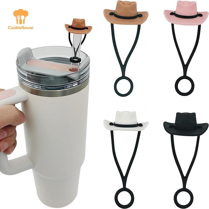 Ckfr ซิลิโคนคาวบอยหมวกฟางครอบคลุมหมวกสําหรับถ้วย 30 40oz น่ารักตลก Tumbler ฟาง Topper ถ้วยอุปกรณ์เสริมใหม่