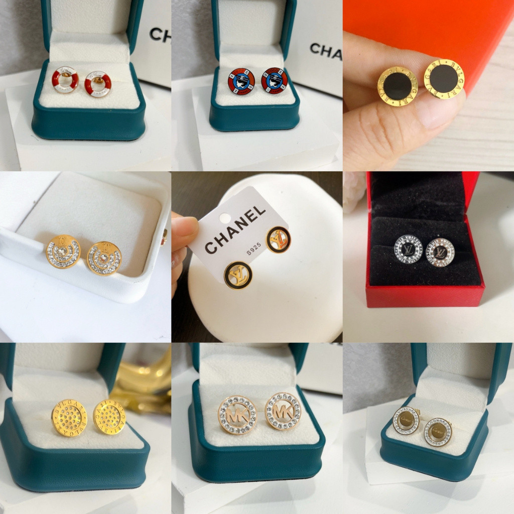 ต่างหู Rhinestones กันสนิมโลหะปุ่มกลมสําหรับผู้หญิง