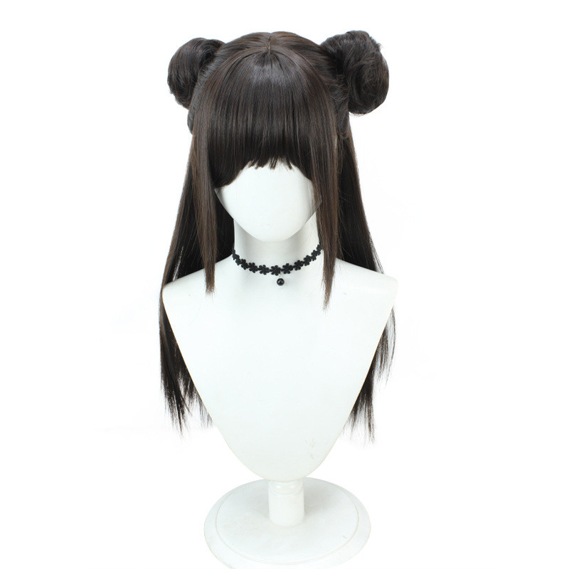 วิกผมสีดําสําหรับ Naraka: Bladepoint Kurimi Hello Kitty สําหรับอะนิเมะคอสเพลย์เกมวิกผม