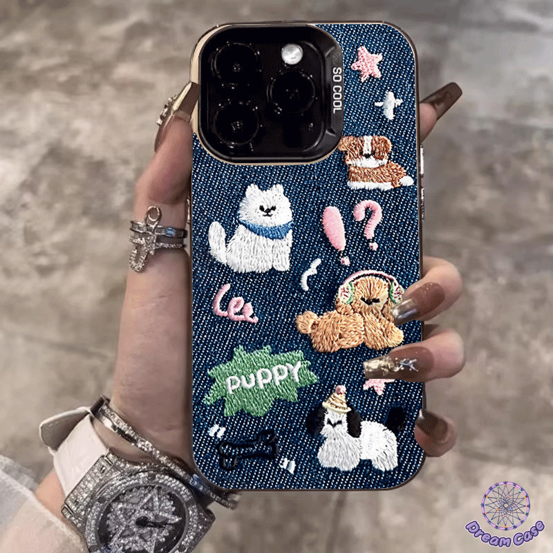 การ์ตูนน่ารักปักลูกสุนัขลายนิ่มเคส Samsung A54 A05s A05 A15 A32 A53 A51 A14 A03 A32 A03 A60 A34 A21s A23 A04s A50 A33