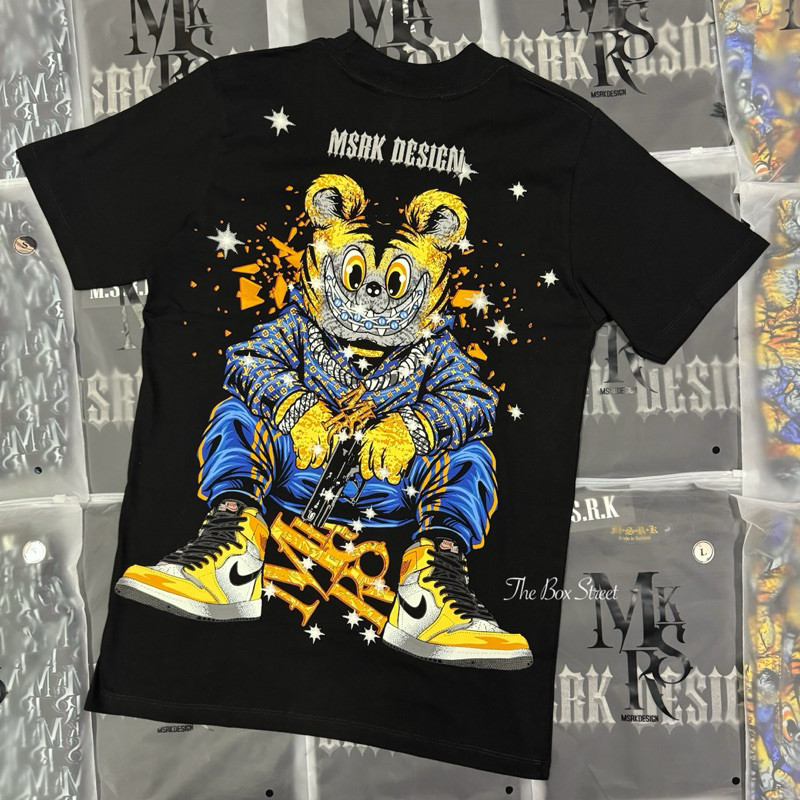 Retro MSRK เสื้อยืดแฟชั่นลําลองแขนสั้นคอกลมผ้าฝ้ายแท้พิมพ์ผู้ชายผู้หญิงS-5XL