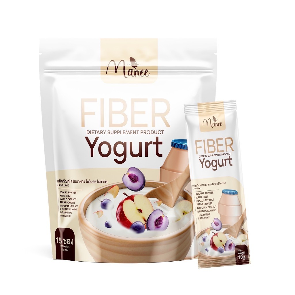 Manee มณี Yogurt Fiber ไฟเบอร์โยเกิร์ต มดซี่ ขับถ่าย 15 ซอง