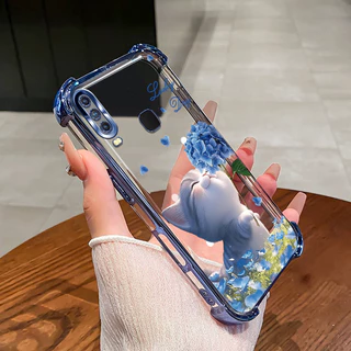 สําหรับ VIVO Y11 Y12 Y15 Y17 Y19 เคสโทรศัพท์ดอกไม้แมวสี่มุมซิลิโคน TPU โปร่งใสนุ่ม XH007