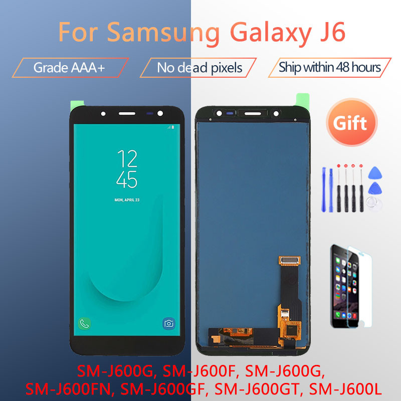 Super AMOLED สําหรับ Samsung Galaxy J6 2018 J600G, J600F, J600G, J600FN, J600L หน้าจอ LCD และ touch 