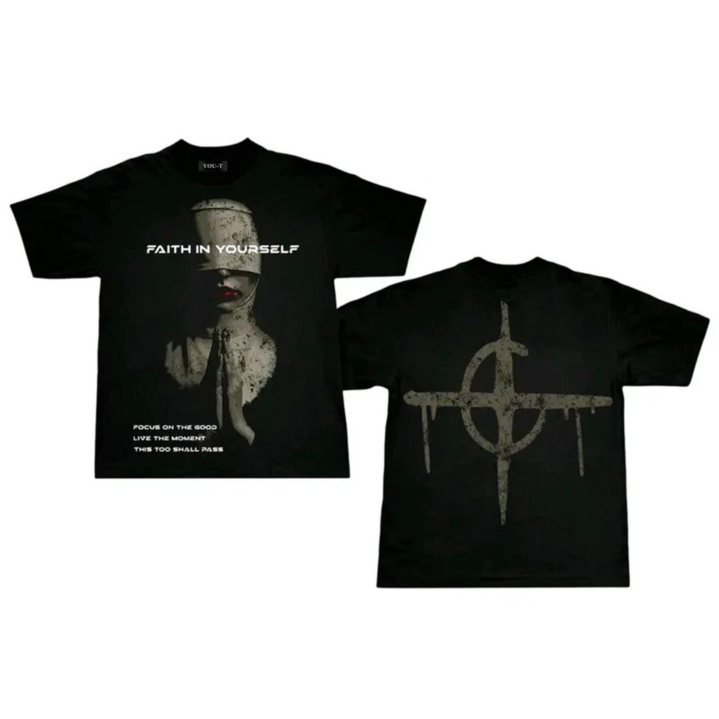 UT shop เสื้อยืด oversize เสื้อ ผู้ชาย "FAITH IN YOURSELF" t shirt cotton100% แฟชั่น สไตล์เมกา คอกลม แขนสั้น  2025