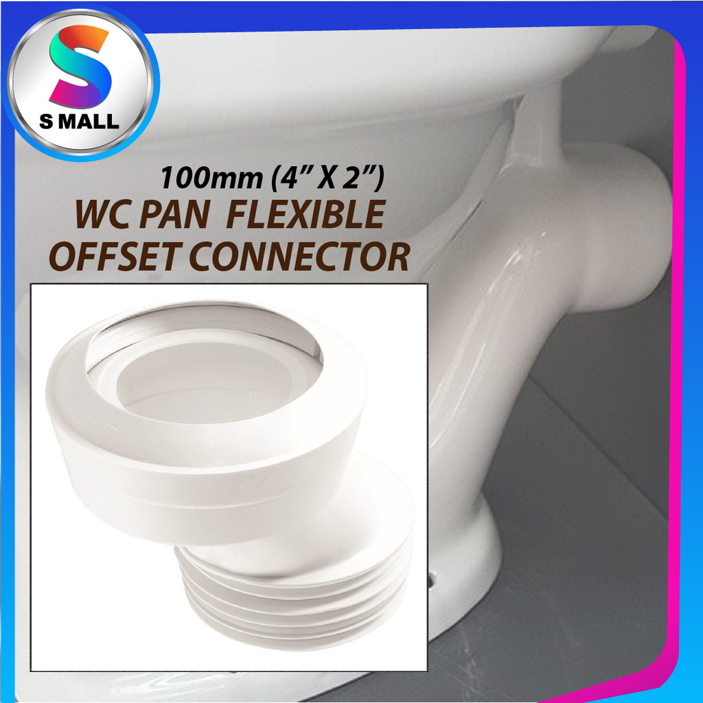 4 "X 2" UPVC WC Pan Toilet Pipe Waste ยืดหยุ่น Offset Connectors Tandas Jamban Penyambung Soket