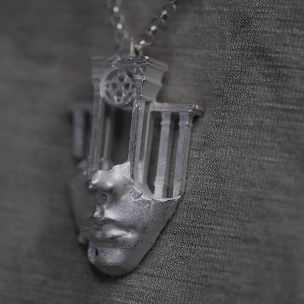 จี้หน้ายาวครึ่งใบ Gothic Utopia Wreckage สำหรับเครื่องประดับสร้อยคอมากซ์ผู้ชาย