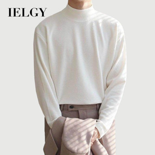 เสื้อยืดแขนยาวผู้ชาย สไตล์เกาหลีครึ่งคอเต่า ทรงหลวม สวมใส่สบ…