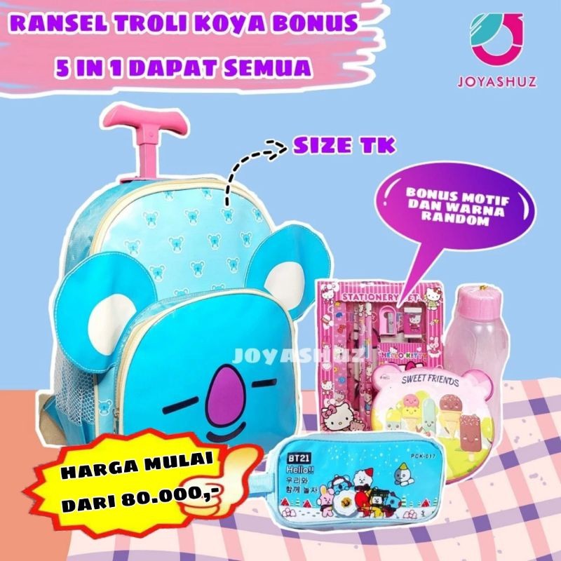 DELI STORE BT Koya Girls Trolley Bags Free Bonus - Koya Trolley Backpacks for Koya Character Kinderg