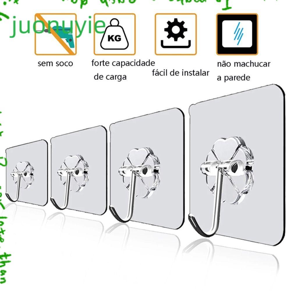 JUONUYIE 1/3 ชิ้นตะขอแขวนไม่มีรอยต่อ, โหลดหนัก Punch-free Self-กาวตะขอ, โปร่งใส Strong Multi-purpose Wall Door Hanger
