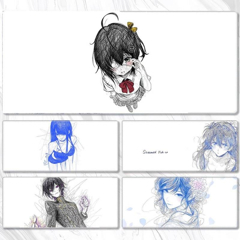 Blue, White and Black Mixed Color Line Mouse Pad Student E-Sports Games Desk Pad Oversized Two-Dimen