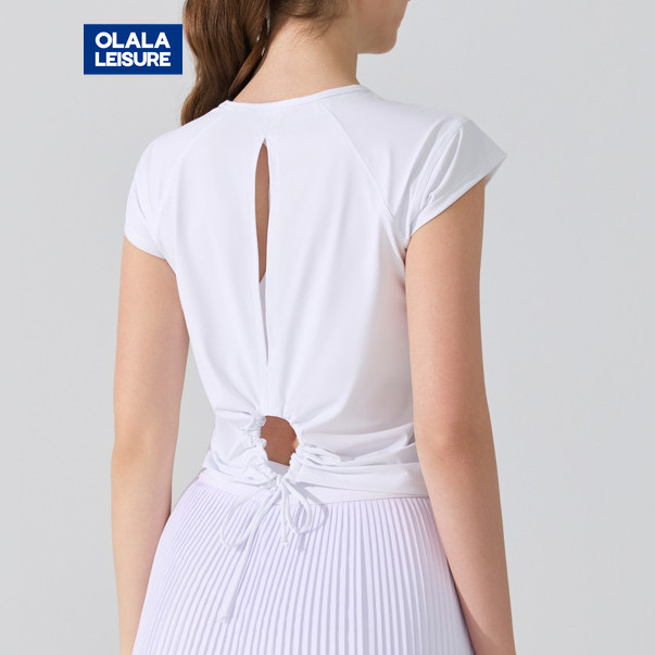 OLaLa Leisure Casual Yoga Sports T-shirt Short Sleeves Adjustable Back Cool Fabric And Sun Protection
