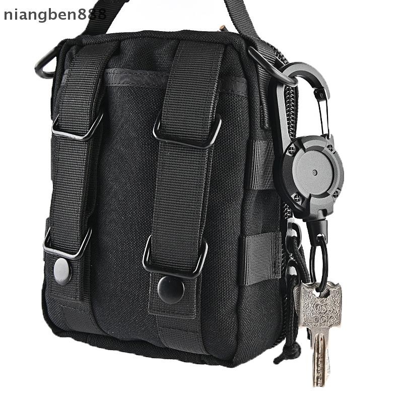 (niangben888) 1 ชิ้นเชือกลวด Sporty Retractable Key Chain Easy-To-Pull Buckle Anti-Lost High Rebound