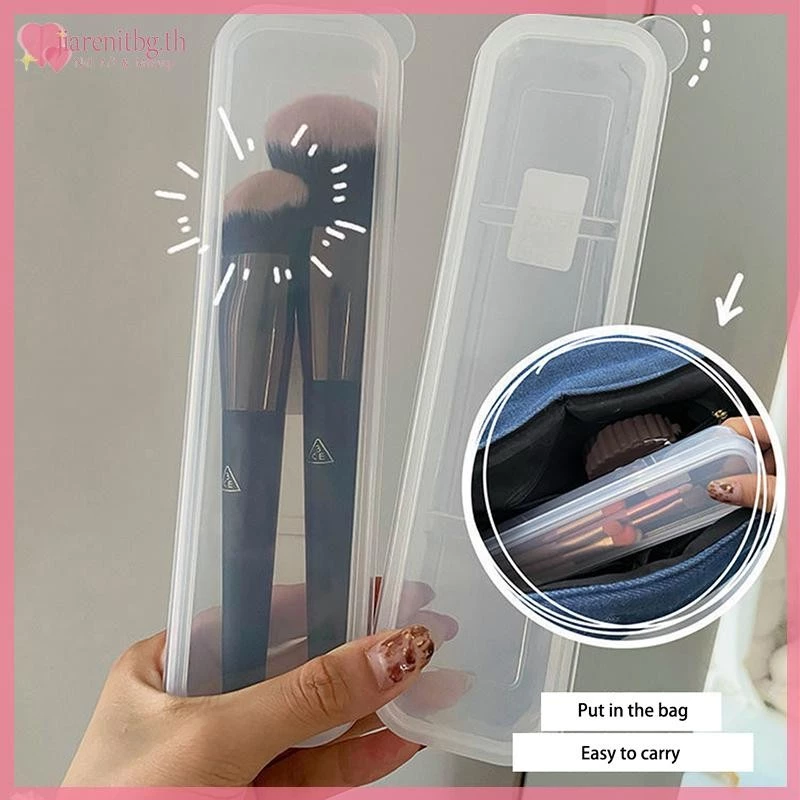 RENBG แปรงแต่งหน้าโปร่งใสพร้อมฝาครอบดินสอเขียนคิ้วกล่องแบบพกพาผู้หญิงเครื่องสําอางค์จัดเก็บเครื่องมือแต่งหน้า TH