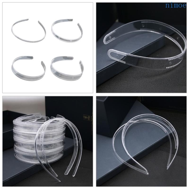 Nio Plain Headbands Eye-สะดุดตา Hairband ฟัน Hairband ใสที่มองไม่เห็นกว้างบาง Hairband สําหรับ Craft