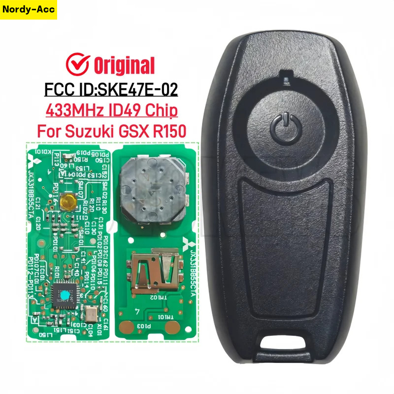 กุญแจรถจักรยานยนต์ Fob 433MHz ID49 ชิปสําหรับ Suzuki GSX-R150 Original สมาร์ทรีโมทคอนโทรล FCC SKE47E-02