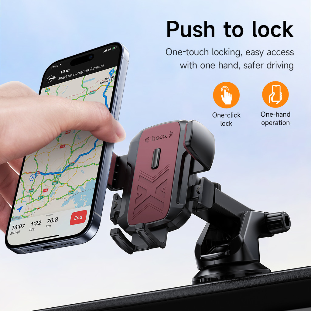 HOCO H65 ที่วางมือถือในรถ ติดคอนโซล/กระจก ล็อกอัตโนมัติ หมุน 360° รองรับมือถือ 4.5-7 นิ้ว hc4