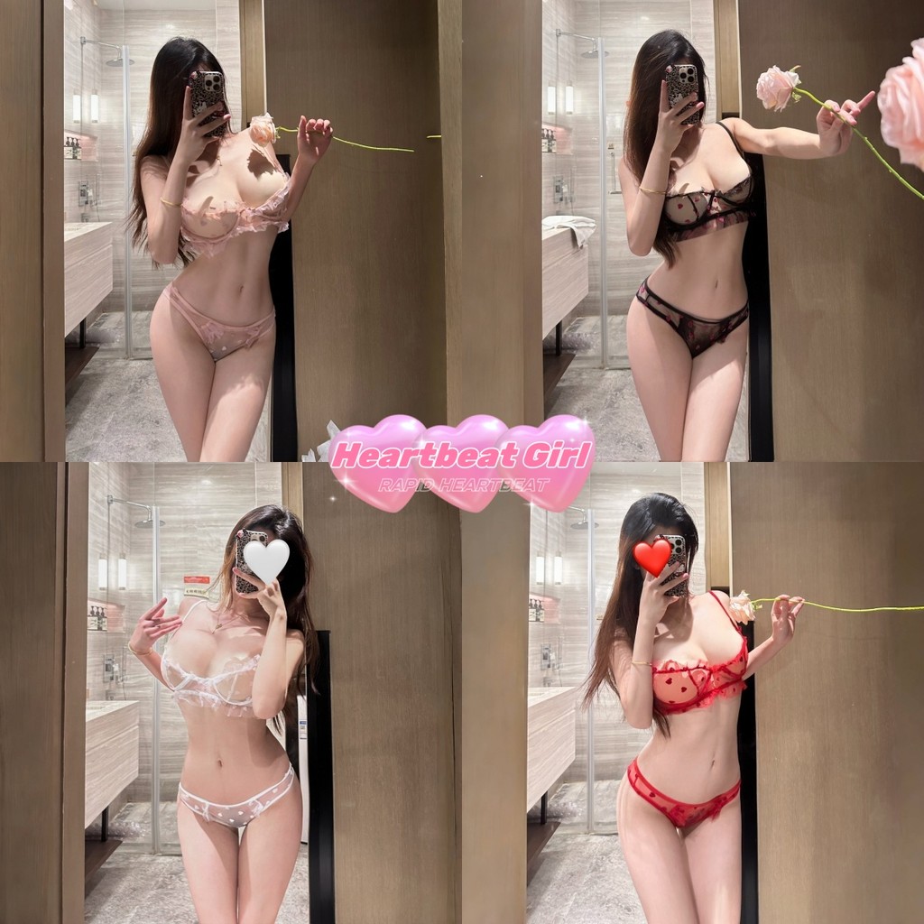 【Heartbeat Girl】~ ชุดนอนเซต มีให้เลือกหลากหลายสี ลูกไม้โปร่งใส สไตล์สามจุด เซ็กซี่และร้อนแรง ความเย้ายวนชุดนอน