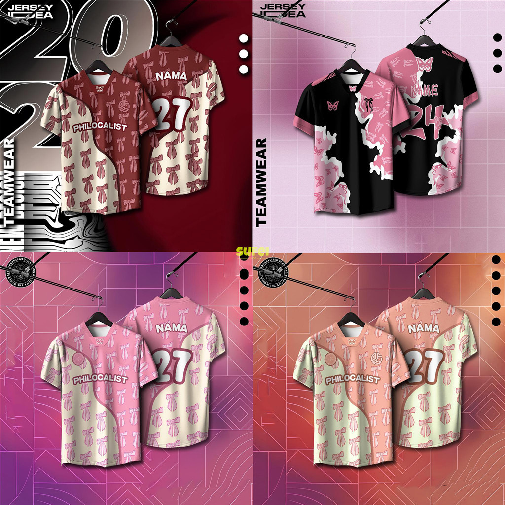 Coquette Ribbon Jersey coquette Custom ชื่อไมโครไฟเบอร์ Jersey T เสื้อแขนสั้นกีฬา Retro Collar แห้งเ