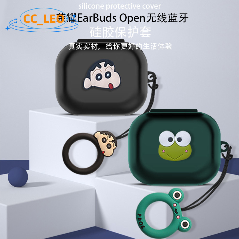 For Honor EarBuds Open Case Cute Crayon Shin-chan Finger Ring Lanyard Cartoon Snoopy Silicone Soft C