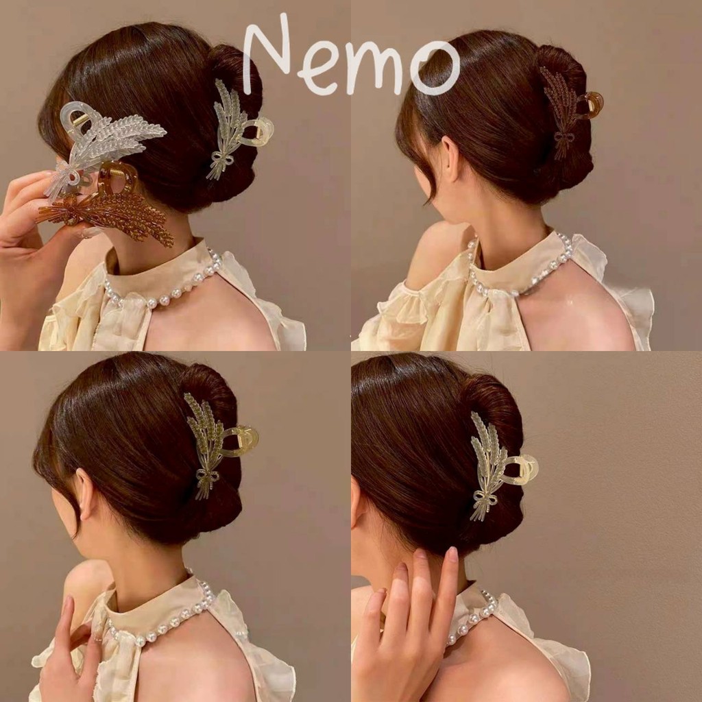 Nemo store🌸#VO-41 กิ๊ปหนีบผม ลายต้นข้าว มินิมอล ใส่สบาย