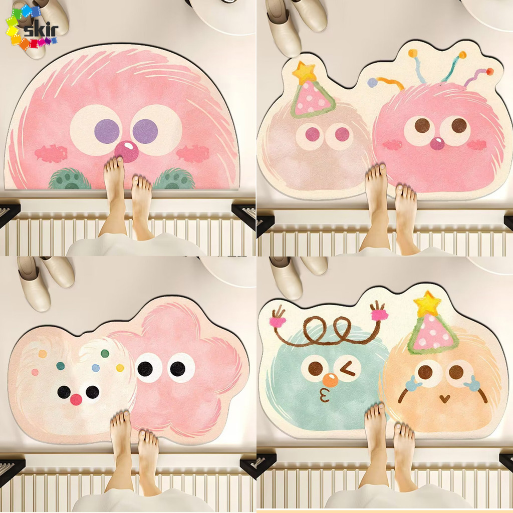 แผ่นอาบน้ํากันลื่นดูดซับน้ํานุ่ม-ประณีตดินเบารูปร่างผิดปกติการ์ตูนน่ารักสไตล์พรมปูพื้นห้องน้ํา