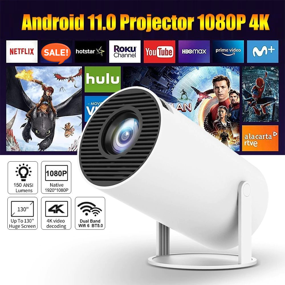 โปรเจคเตอร์ขนาดเล็ก โปรเจคเตอร์ HY300 PRO WiFi โปรเจคเตอร์ภาพยนตร์ 1920*1080P HD รองรับหน้าจอมือถือแ