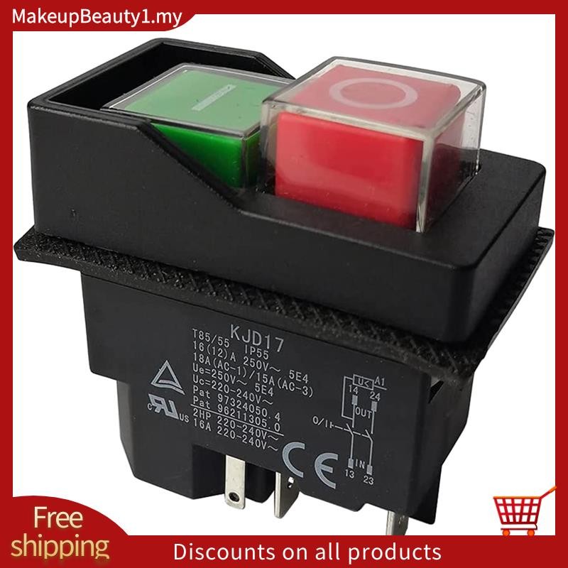 สวิตช์แม่เหล็กไฟฟ้าสวิตช์ปุ่มกดสําหรับเครื่องมือทําสวน KJD17 220V 5 Pin -วาล์ว