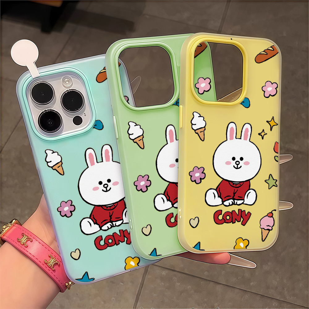 จัดส่งทันที เคสไอโฟน11 รูปกระต่าย น่ารัก เคสด้านครอบสองชั้นสีสัน For IPhone13 11 12 14PLUS 15 16 ProMAX 6/7/8 X XS XR