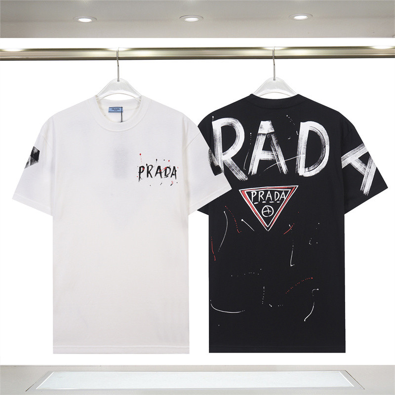เสื้อยืดผ้าฝ้ายแฟชั่นสำหรับผู้ชายและผู้หญิง ออกแบบด้วยตัวอักษรขนาดใหญ่ พิมพ์ลายด้วยหมึก ใส่สบายในฤดูร้อน – โปรปัง