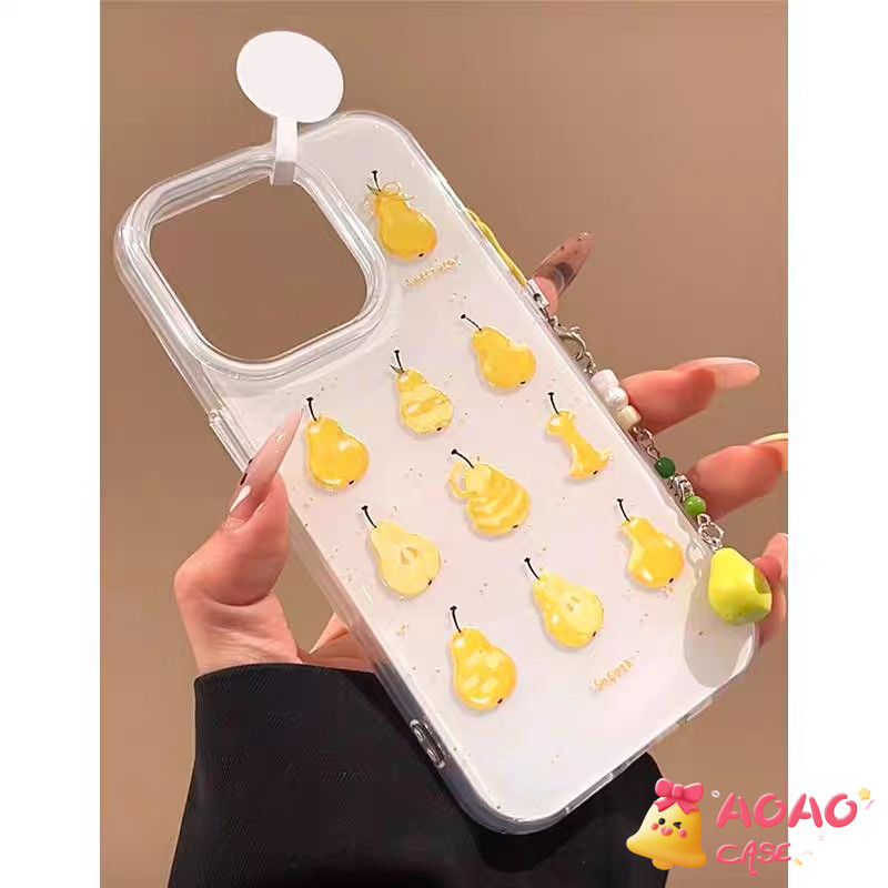 เคสไอโฟน 15 16 สำหรับ iPhone 11 13 15 16 14 12 Pro Max 15 16 14 Plus ลูกแพร์สีเหลืองสดหรูหราปกอ่อน IMD ใหม่ - รูปที่ 4