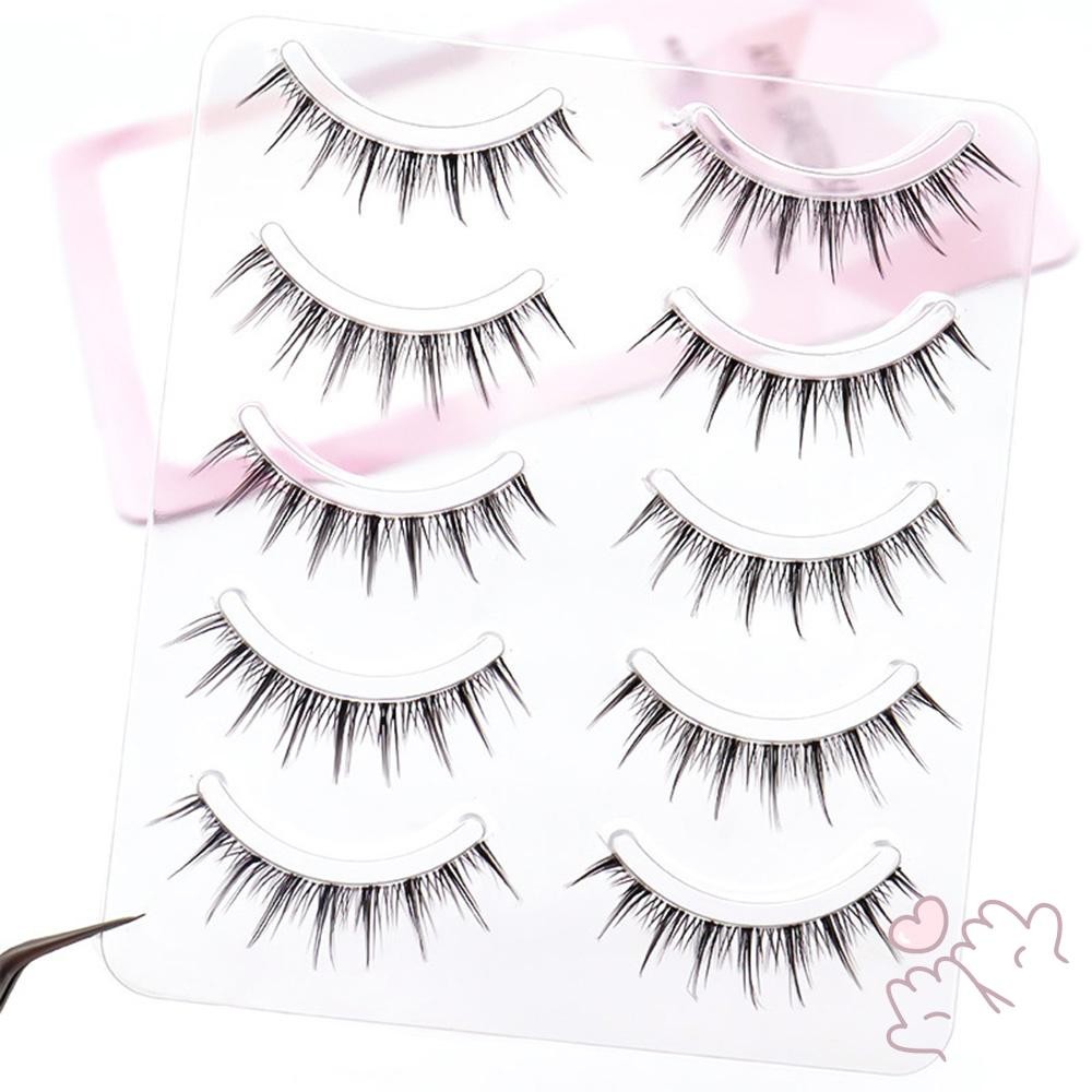 5 คู่สมจริง Curl ขนตาปลอมนุ่มไม่ระคายเคือง Fluffy Eyeslashes สําหรับทํางานทุกวันหรือแต่งหน้าเวที