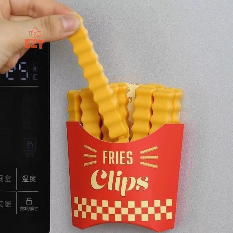 EZY 12PCS French Fries Shape แบบพกพาห้องครัวอาหารขนมขบเคี้ยวซีลกระเป๋าคลิปซีล Clamp เครื่องมือแม่เหล็กตู้เย็นแม่เหล็กใหม่