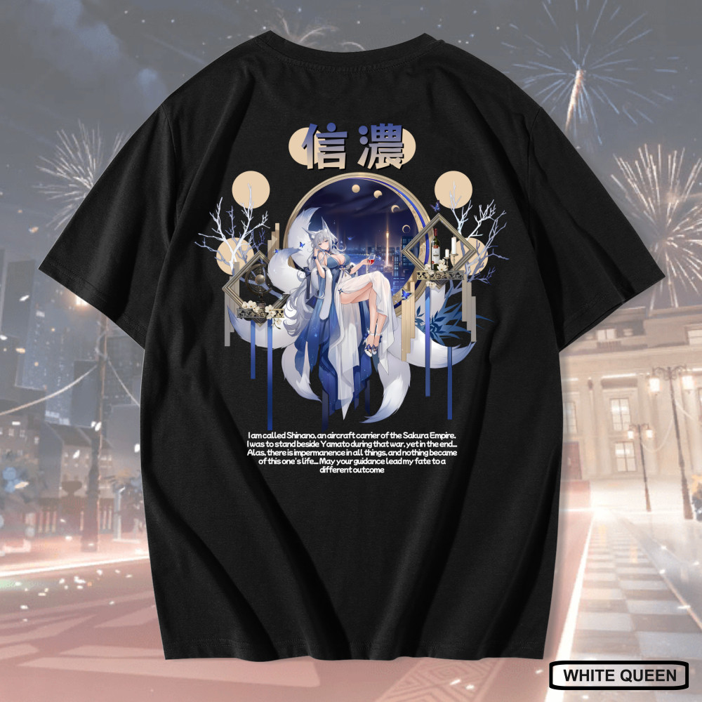 WHITE QUEEN - เสื้อยืด SHINANO AZUR LANE - เสื้อยืด DISTRO ของผู้ชายและผู้หญิง ANIME & การออกแบบเกม 