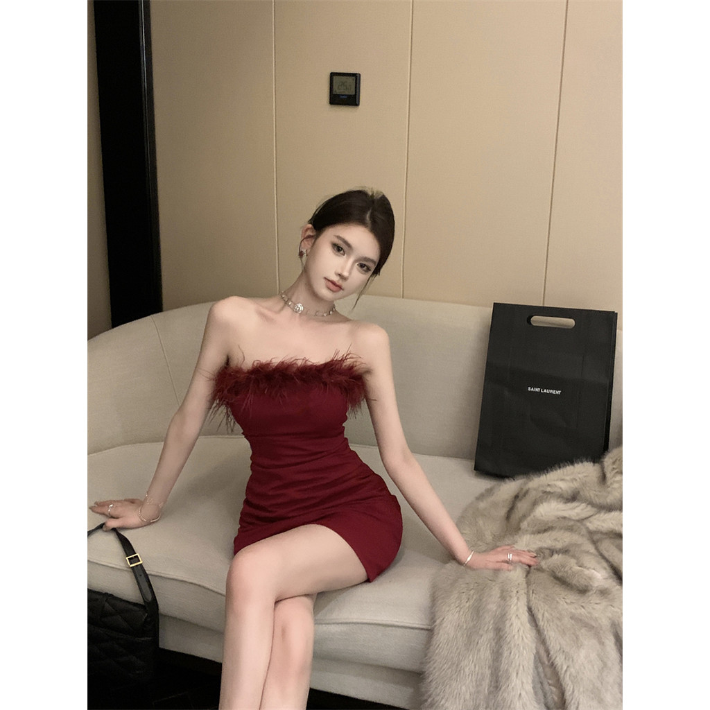 Cilset🛒พร้อมส่ง🎀ชุดมินิเดรส สีดำ ไม่มีฟองน้ำ ดีเทลแต่งขนมุงมิ้ง สง่างาม เดรสออกงาน สไตล์เกาหลี /FY2490 - รูปที่ 6