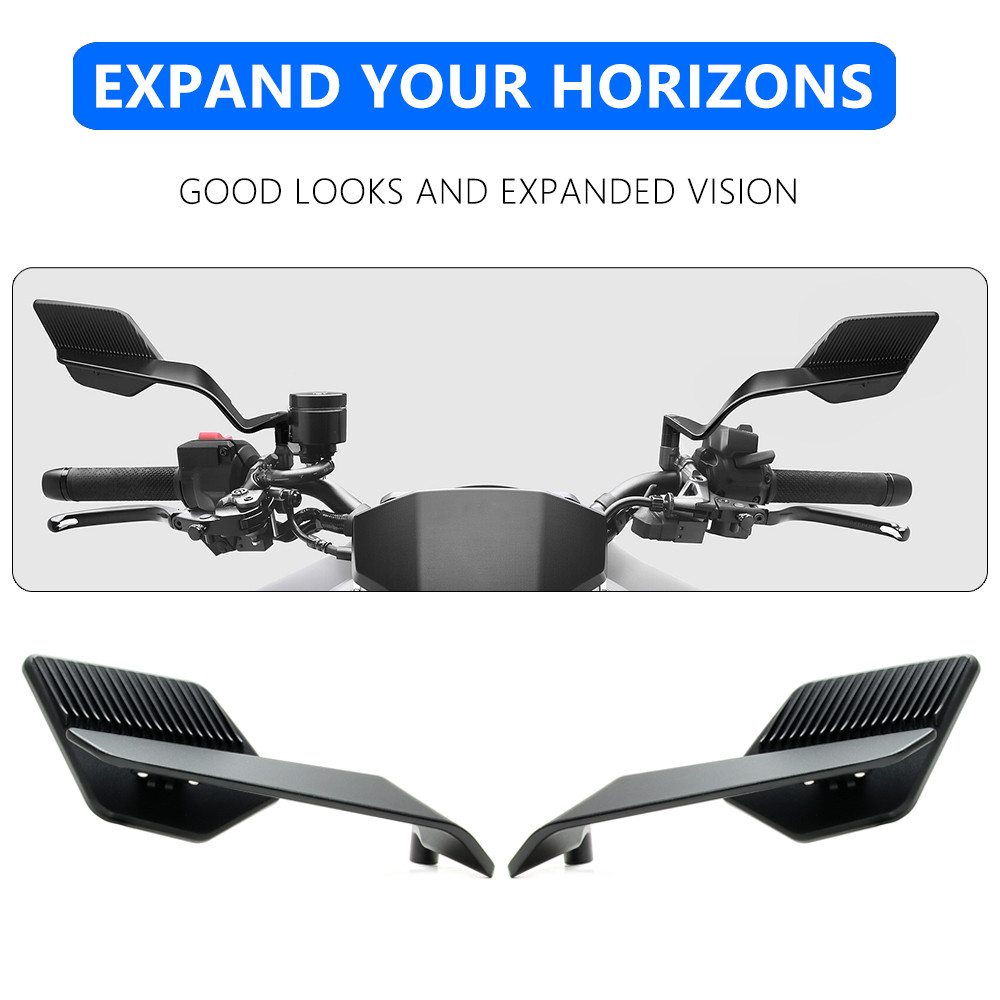 สําหรับ Kawasaki Z1000/Z900/Z650/Z400/Z125 2003-2025 รถจักรยานยนต์ carbon fibre Mirror – Dual Aerodynamic Wing&Stealth กระจกนูน ราคา ถูกที่สุด ดีลบีเคเค แกลเลอรีภาพที่ 6
