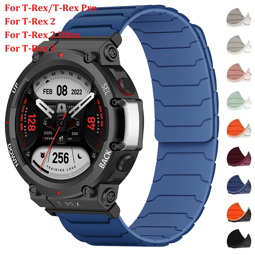 ซิลิโคนสําหรับกีฬาสายรัดแม่เหล็กสําหรับ Amazfit T-Rex 3/2 สายรัดข้อมือสําหรับ Amazfit T-Rex Ultra สมาร์ทนาฬิกา Correa เข็มขัด