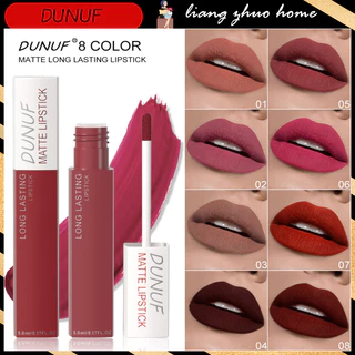 DUNUF 8 สีใช้งานง่าย Velvet Matte Lip Glaze กันน้ํา Lasting Liquid ลิปสติกสีแดงสีน้ําตาล Non Stick Cup Matte Lip Gloss เครื่องสําอาง