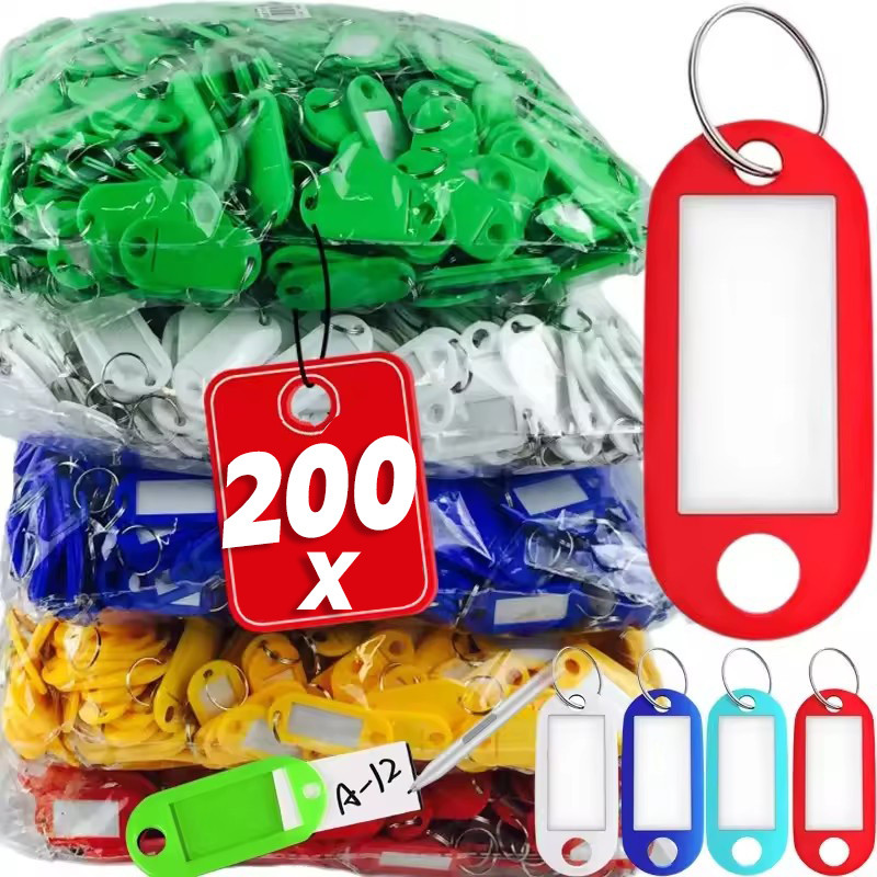 50/100/200 ชิ้นสีพลาสติก Key Chain แท็ก - DIY ป้าย ID กระเป๋าเดินทางโรงแรมจํานวนการจําแนกการ์ด