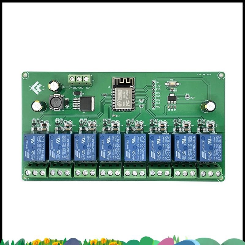 Super 8 ช่อง ESP8266 โมดูลรีเลย์ WIFI ไร้สาย ESP-12F บอร์ดพัฒนา DC 5V/7-28V E- APP รีโมทคอนโทรล