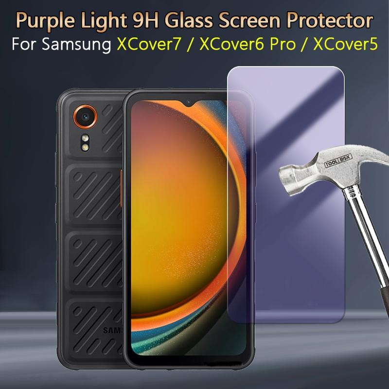 ปลดล็อคลายนิ้วมือสําหรับ Samsung Galaxy XCover7 XCover6 Pro XCover5 แสงสีม่วง Eye Protection HD Clea