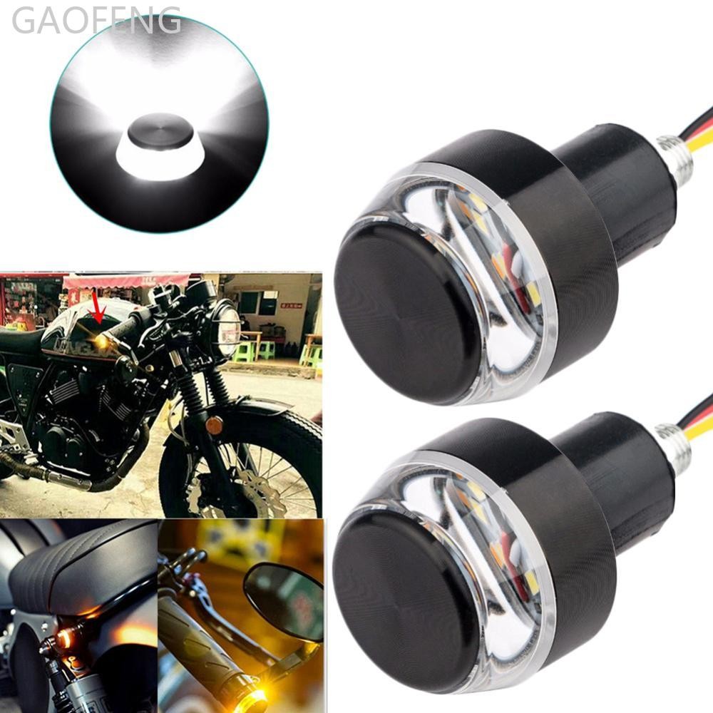 GAOFENG 1 PC รถจักรยานยนต์เลี้ยวสัญญาณไฟ LED Blinker Handle Bar End Handlebar สีขาวสีเหลือง J3Y7