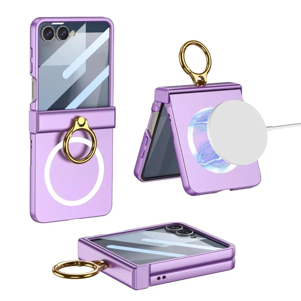 LUKEN สําหรับ Samsung Galaxy Z Flip 7 5G สําหรับ M เคสโทรศัพท์ w/ป้องกันหน้าจอด้านหน้าและแหวน Kickst