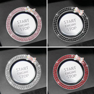 แหวนปุ่ม Lgnition สําหรับสตาร์ทรถยนต์ มีห่วง ดีไซน์ Rhinestone ตกแต่ง F5U2
