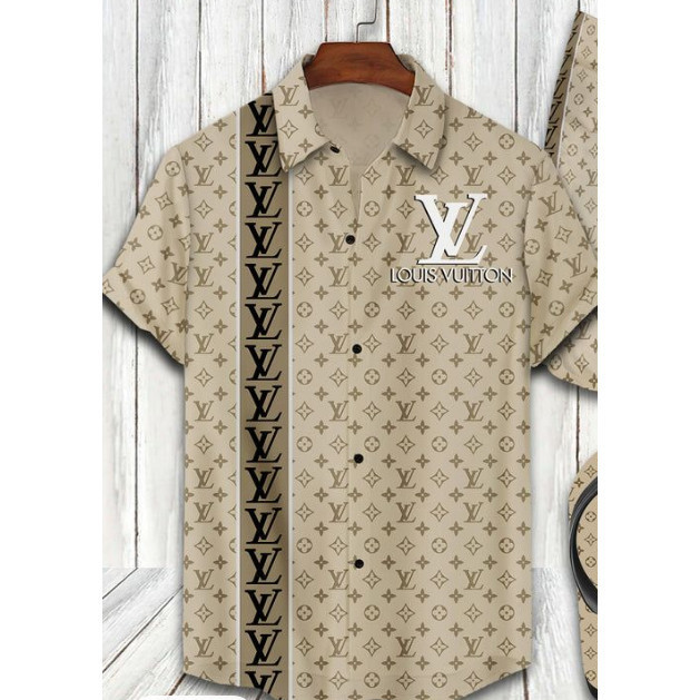 Kemeja Unisex CUSTOM DESIGN FULL PRINTING LONG SHORT SLEEVED LV SHIRT 05