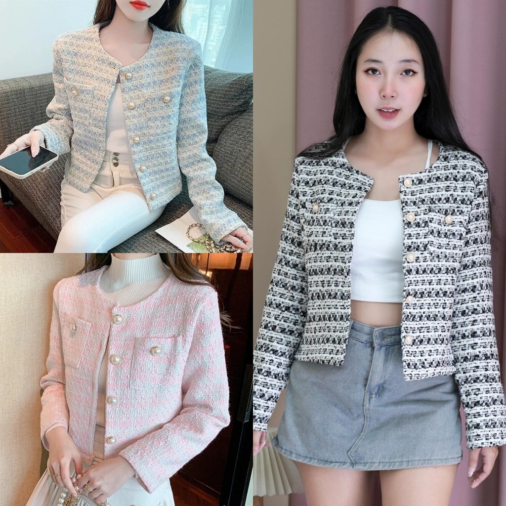 พร้อมส่ง  เสื้อไหมพรมแขนยาว ผ้าทวิต  กระเป๋า2ข้าง สุดน่ารัก