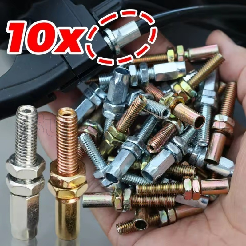 10ชิ้น ม6ตัวปรับสายคลัตช์คันเร่งสกรู-ชิ้นส่วนเปลี่ยนโลหะ-สกรูปรับโลหะสากล-สําหรับรถมอเตอร์ไซด์สกูตเตอร์-สกรูกลวงชิ้นส่วนสายคันเร่ง