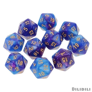 [Dilidili] 10 ชิ้น 20 ด้านลูกเต๋า D20 ลูกเต๋า Polyhedral สําหรับ Dungeons และ Dragons เกมตาราง